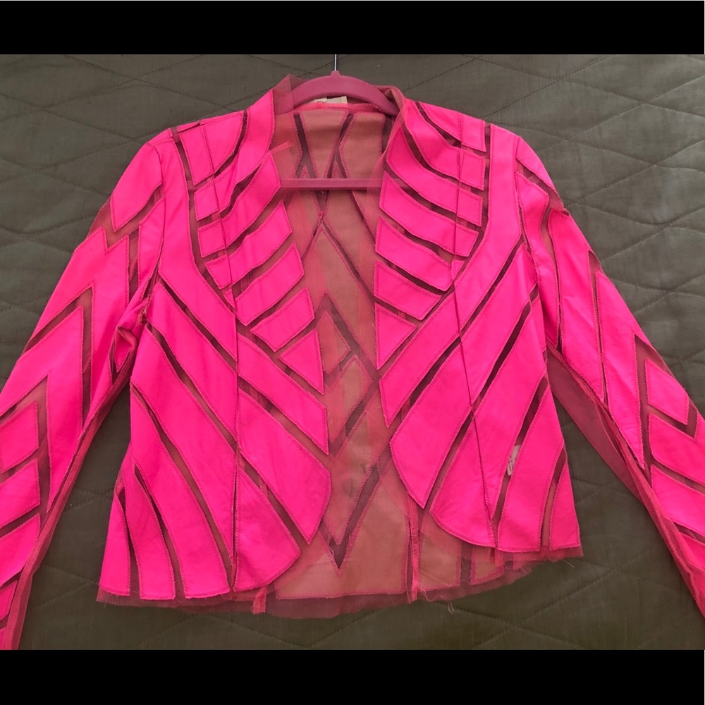 Hot pink leather jacket